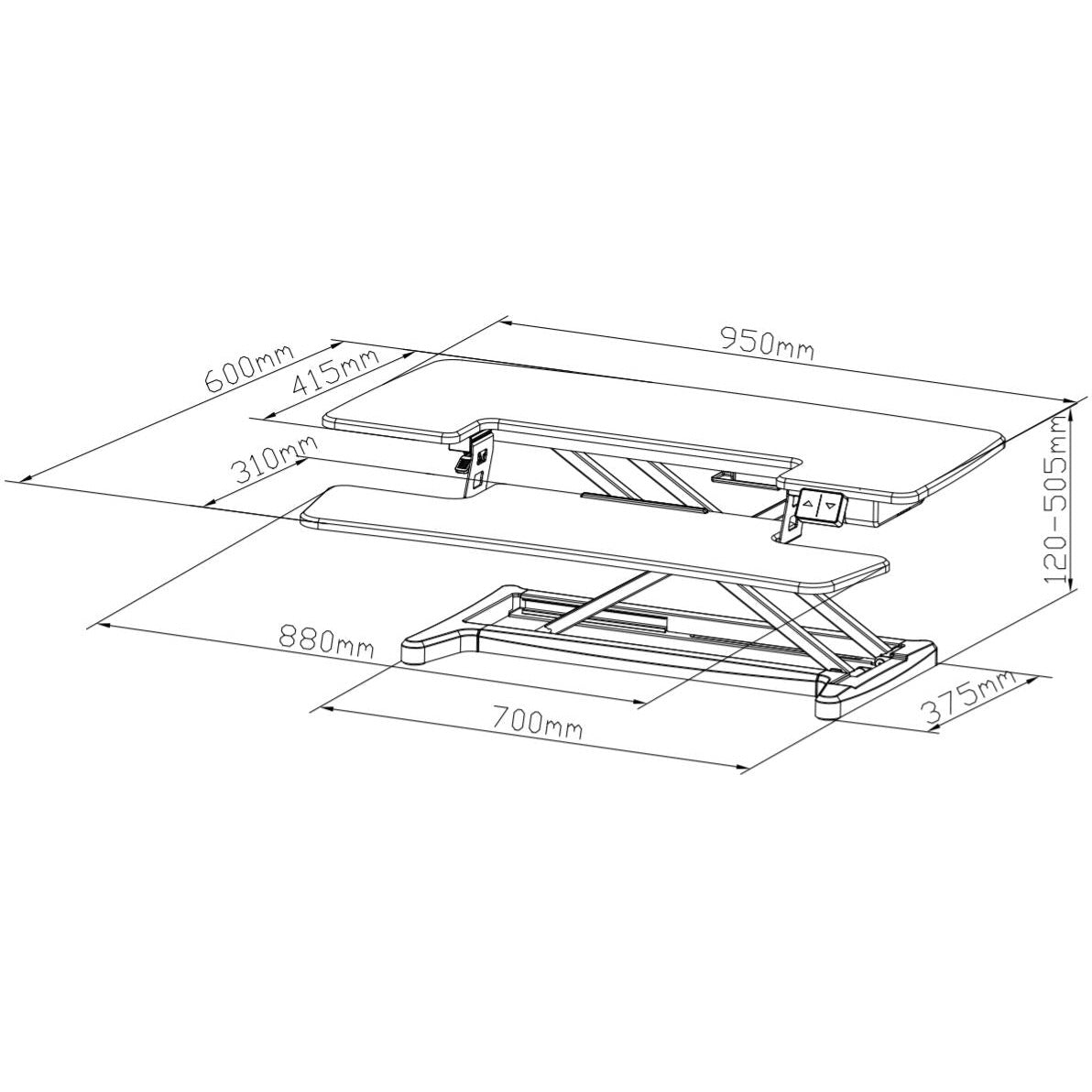 Rapid Flux Height Adjustable Desk - Medium