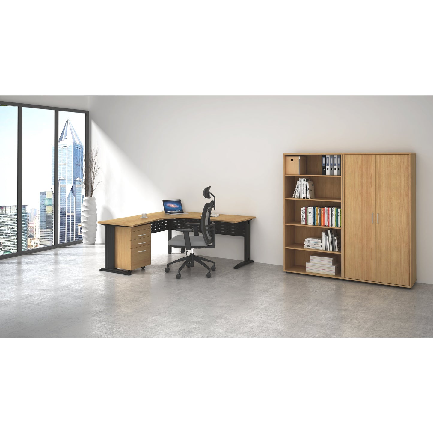 Rapid Span Corner Workstation - Beech